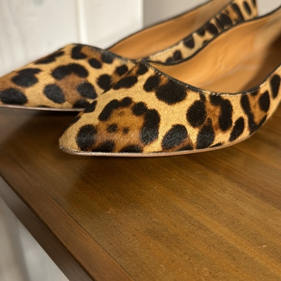 J. Crew Leopard Print Calf Hair Pointed Flats Size 7 - Picture 3 of 8